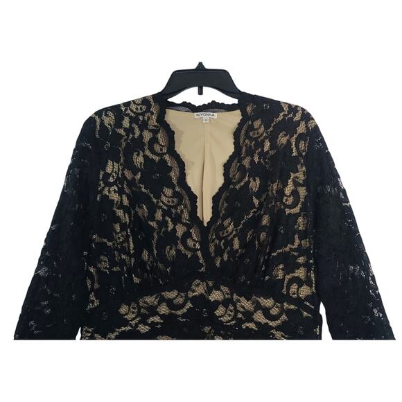 Kiyonna Scalloped Boudoir Black Lace Sheath Dress 1X Plus - Picture 3 of 7